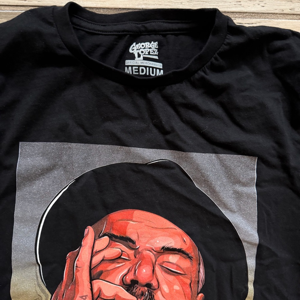 Black Graphic George Lopez Graphic T-Shirt - Picture 2 of 2